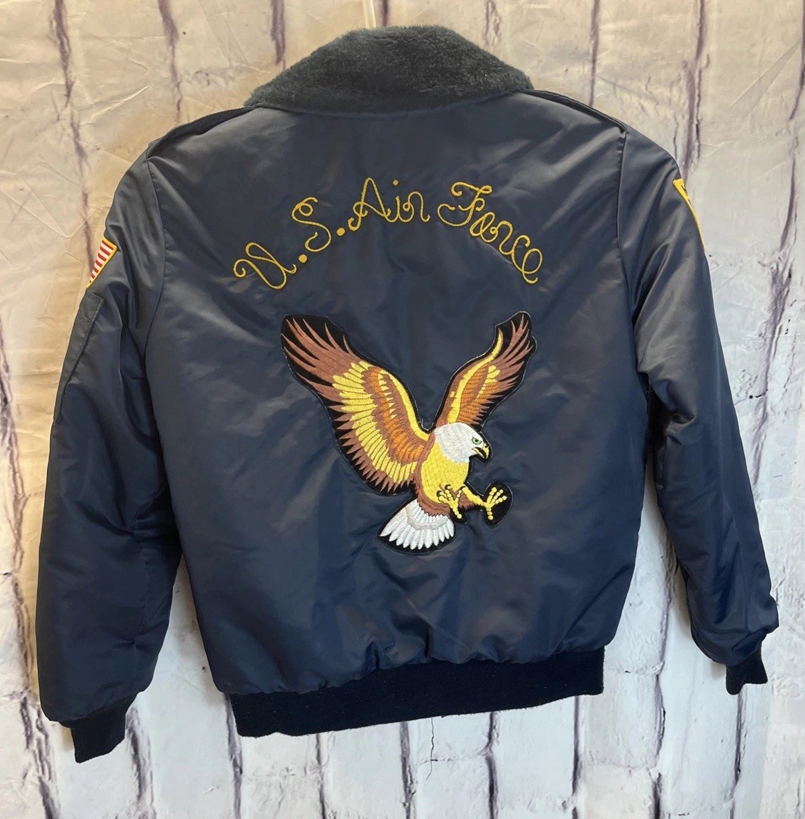 Vintage Timber King USAF Flight Jacket Eagle Embroidered MA-1 Bomber Small USA