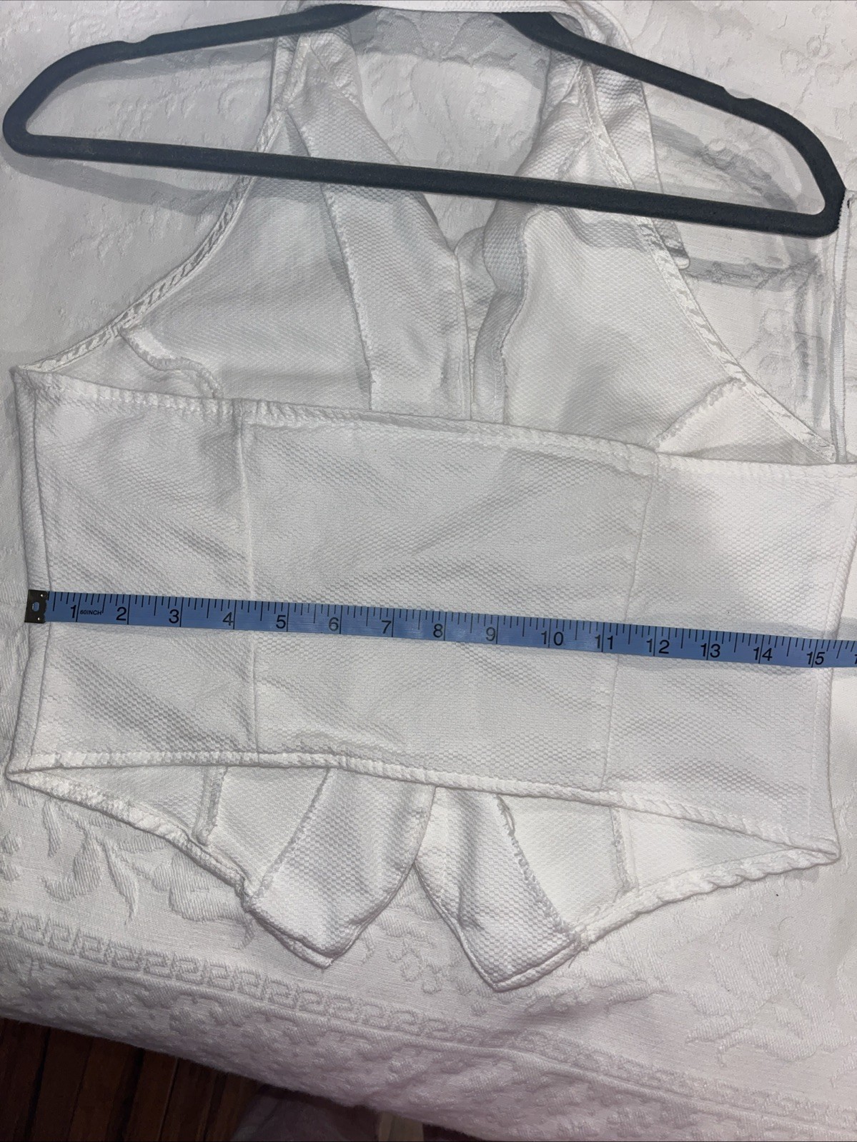 Buyer California Women’s White Waffle Texture Halter Top Size 9 Made In USA