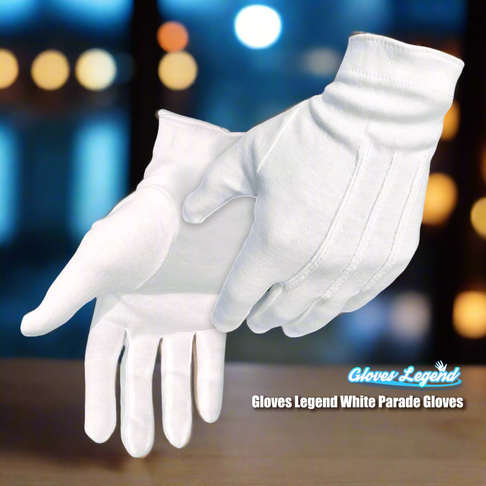 1 Pair 100% Cotton White Marching Parade Formal Dress Gloves M~XL