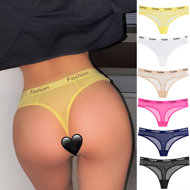 6 Packs Lot Womens Sexy Panties Thong G string High Cut Sheer Ladies Underwear