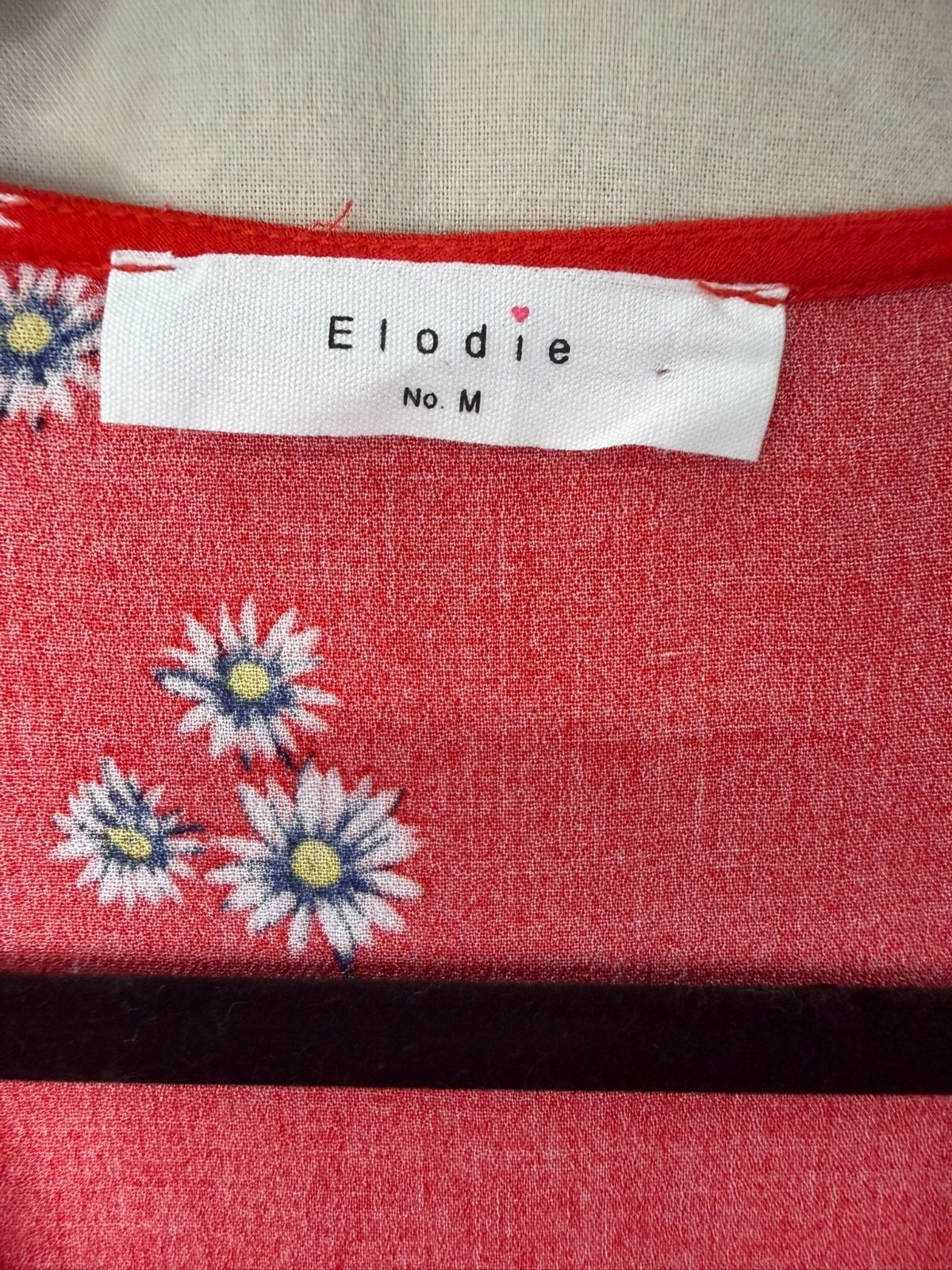 Elodie Nordstrom Red Daisy Floral Wrap Top Blouse Short Flutter Sleeve Size Med