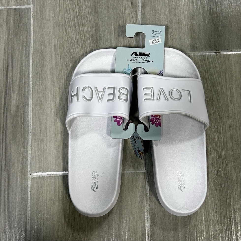 Air Balance Women’s White Slide Sandals US 7 -11Synthetic Upper Logo