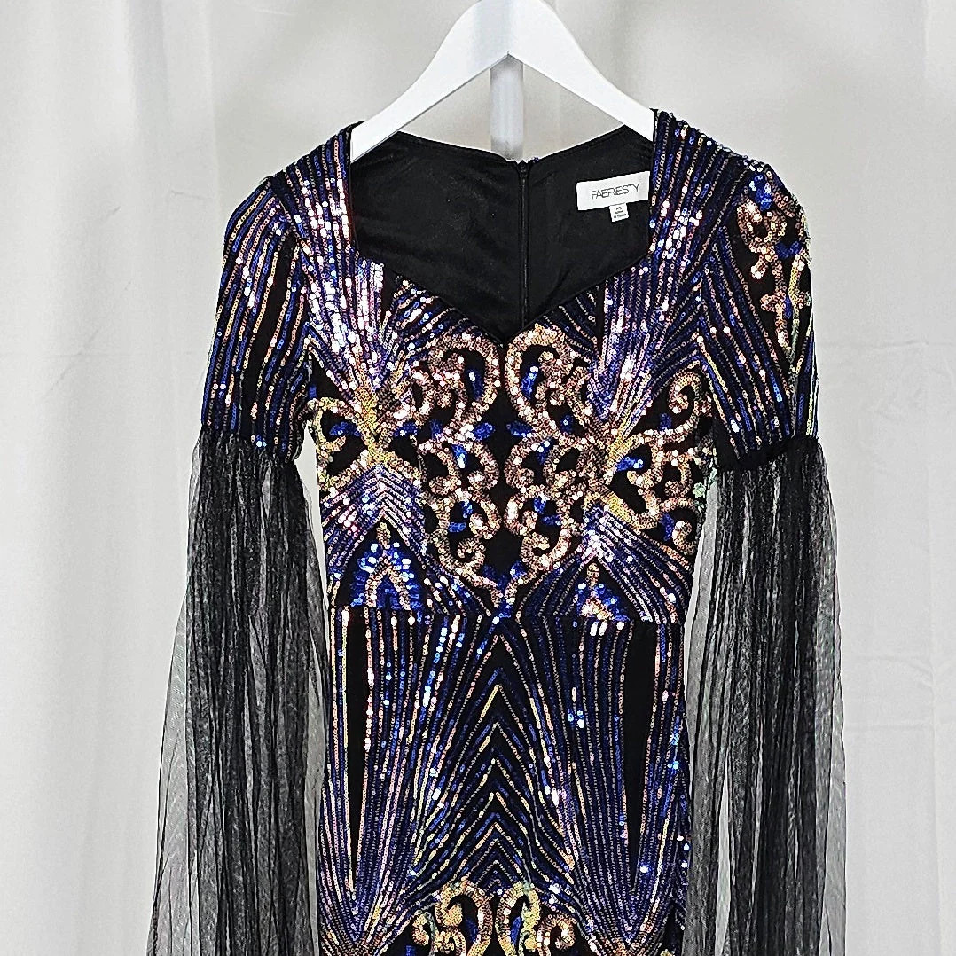 Celestial Glamour: Evening Gown with Mystical Flow