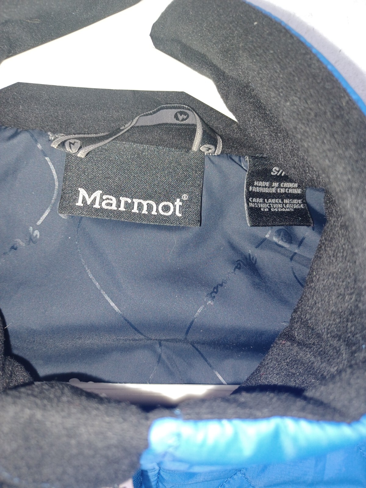 Marmot Womens Quilted Puffer Vest Small Blue Black Full Zip Pockets