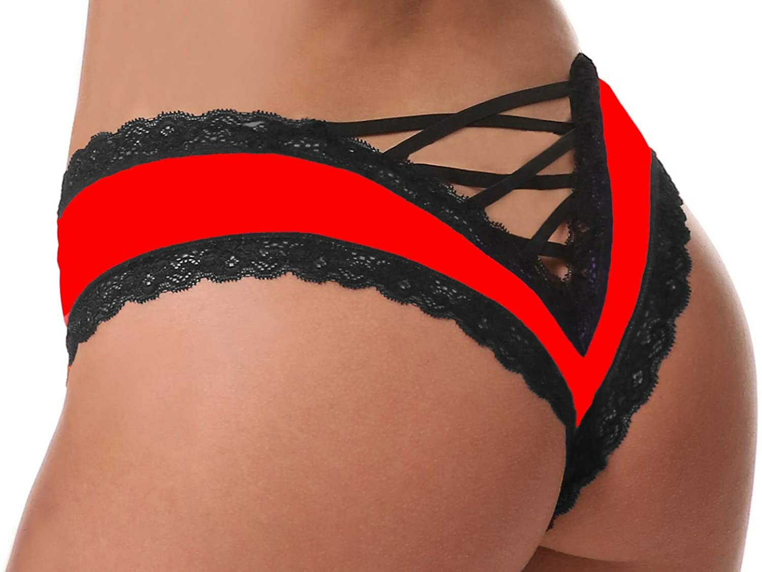 Sexy V-Back Criss Cross Panties Womens Sexy Lingerie Lace Trim Thong G-String US