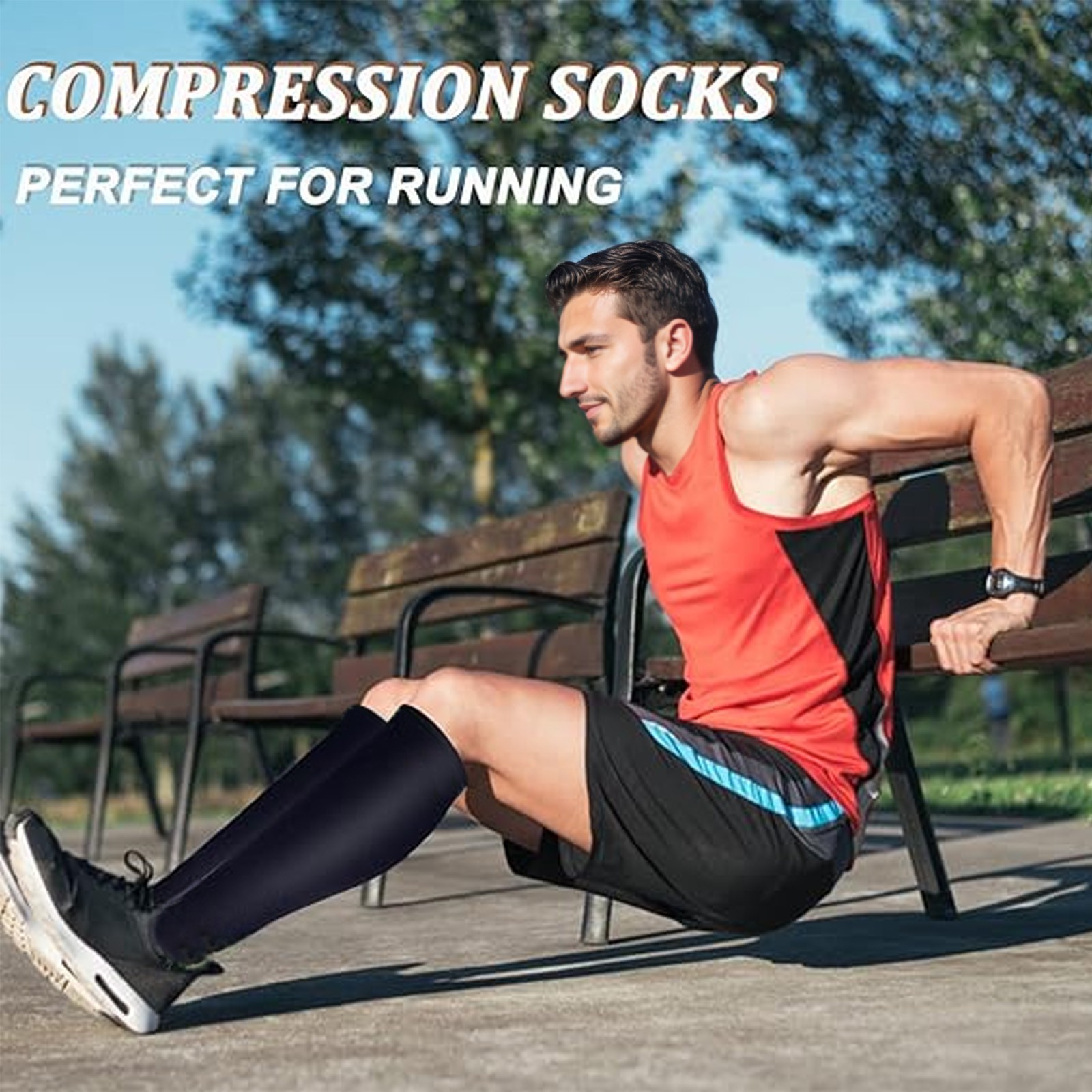 (5 Pairs) Compression 15-20mmHg Graduated Support Socks Calf Mens Womens S-XXL