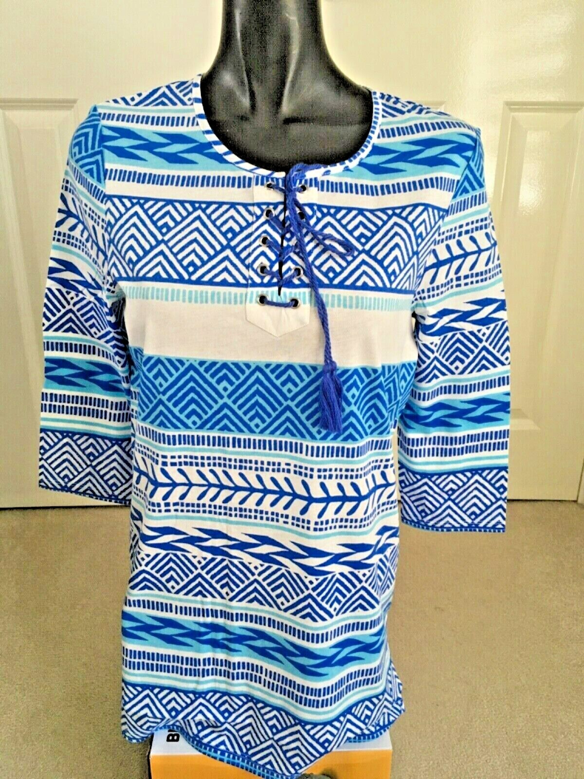 Emreco Ladies Tunic Style 3Qtr sleeve 100% Cotton top – BNWT