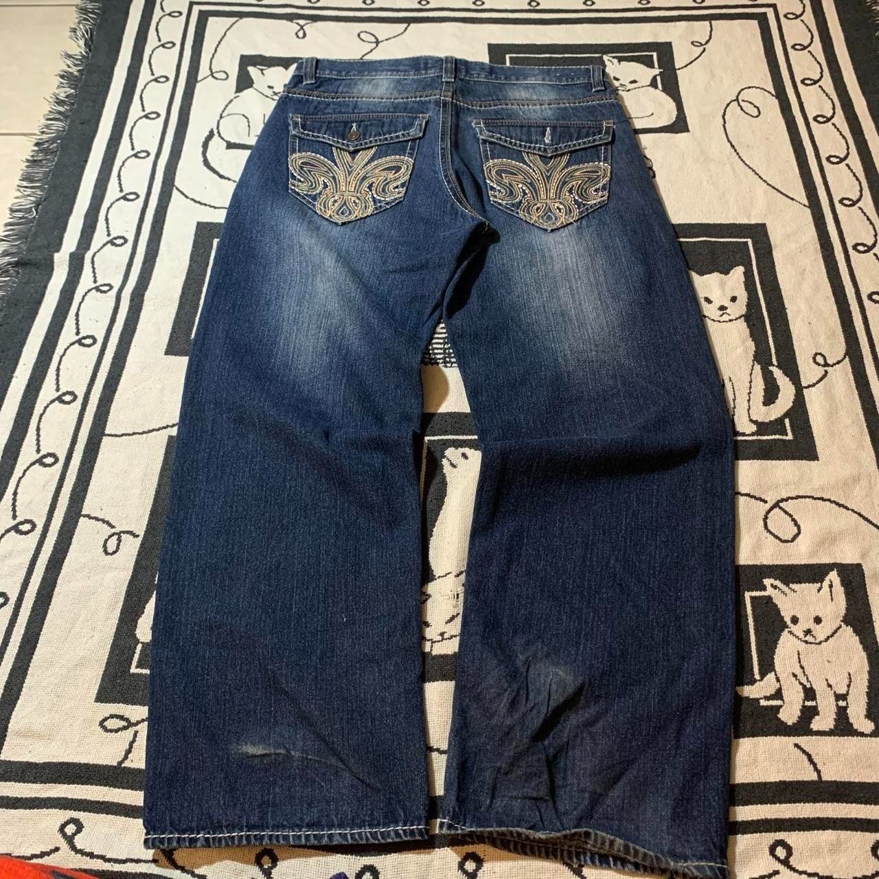 Avirex embroidered jeans with gold embroidered designs on back pockets Size 34