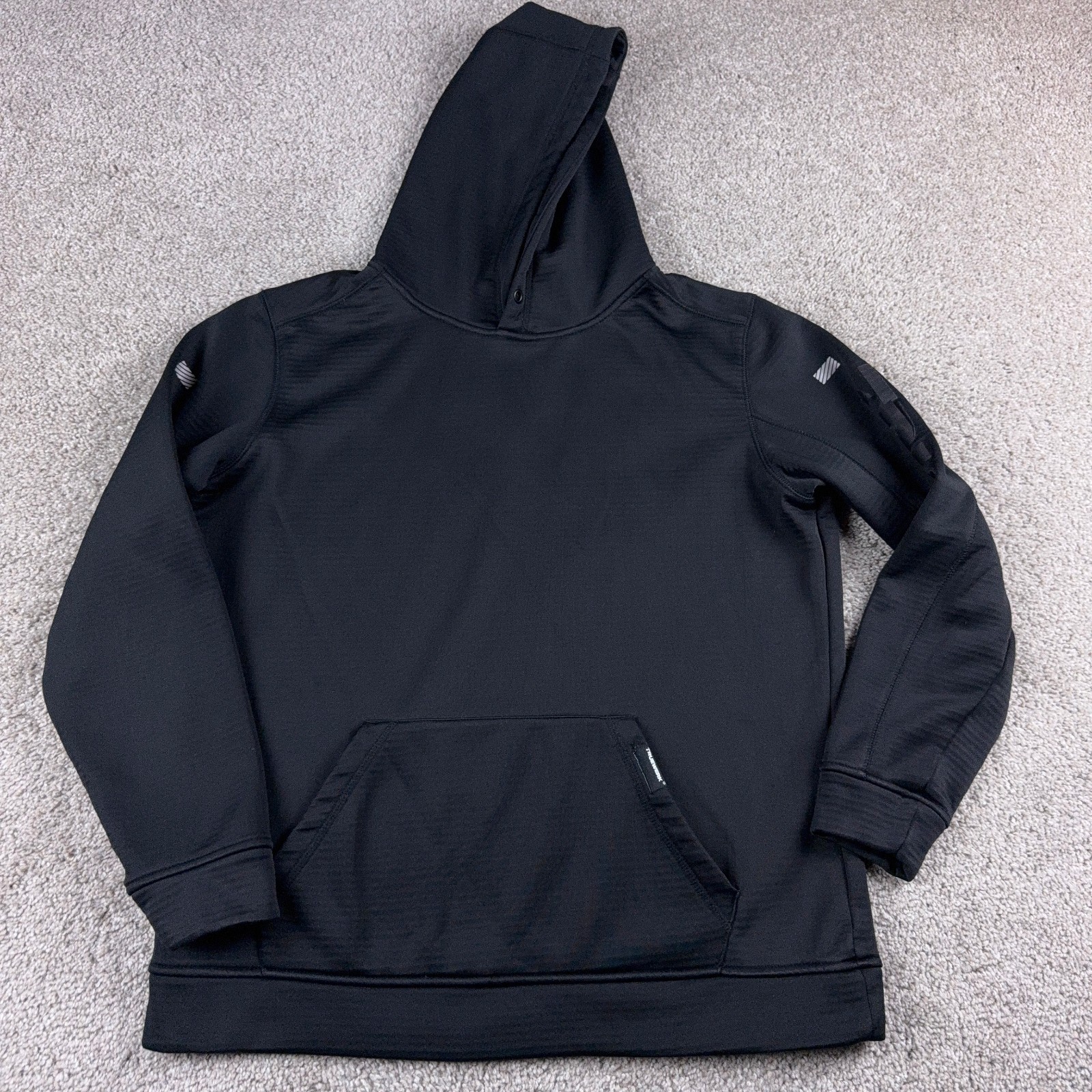 Truewerk Hoodie Mens Medium Black Micro Fleece Pullover Durable Workwear Grid