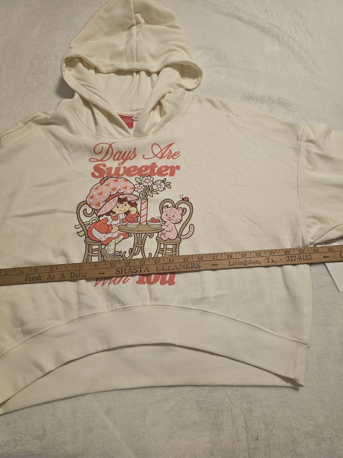 Strawberry Shortcake Womens Pullover Hoodie Days Are Sweeter Size L(12-14) NWT