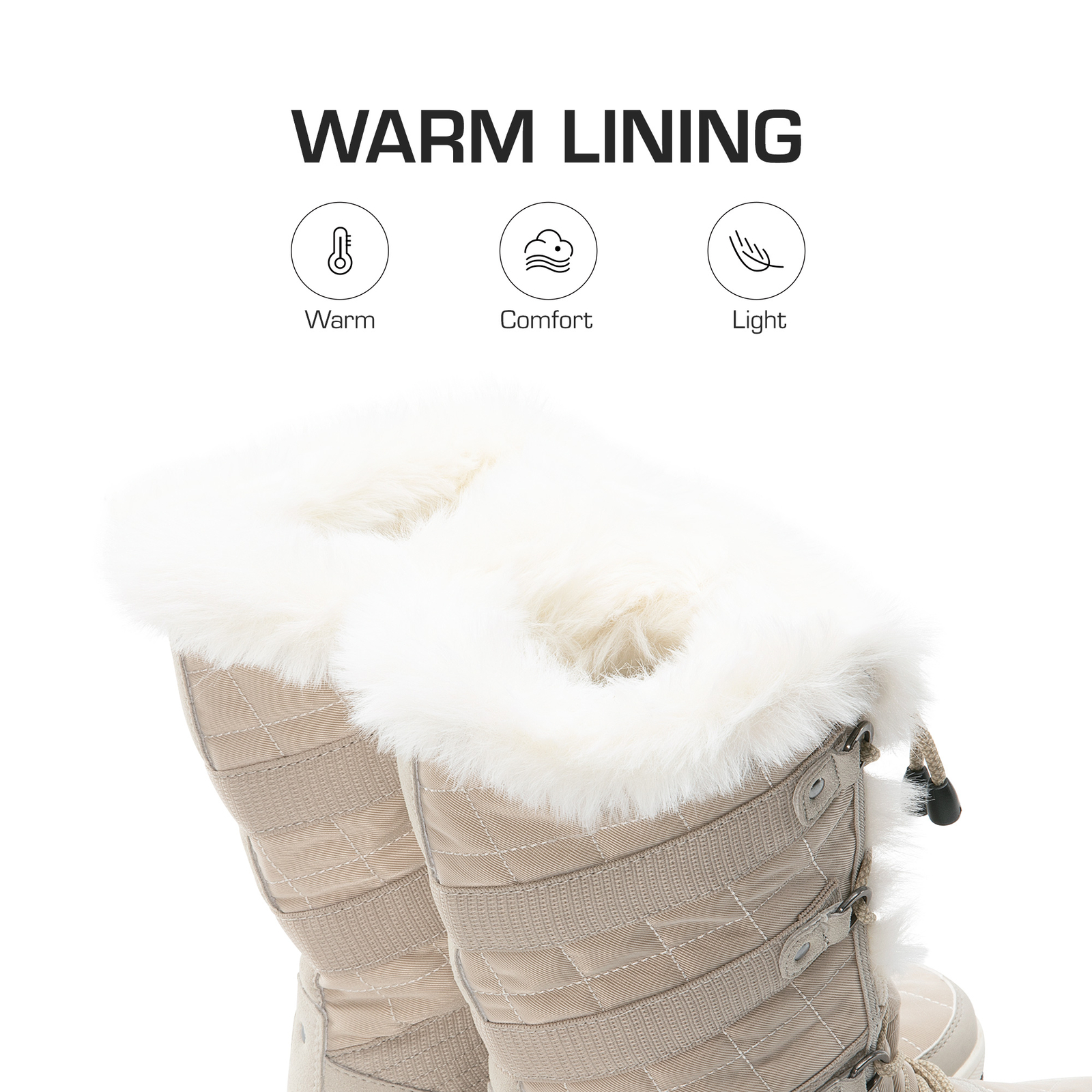 Women Snow Boots Classic Fur Lined Lace up Mid Calf Outdoor Indoor Ski Boots
