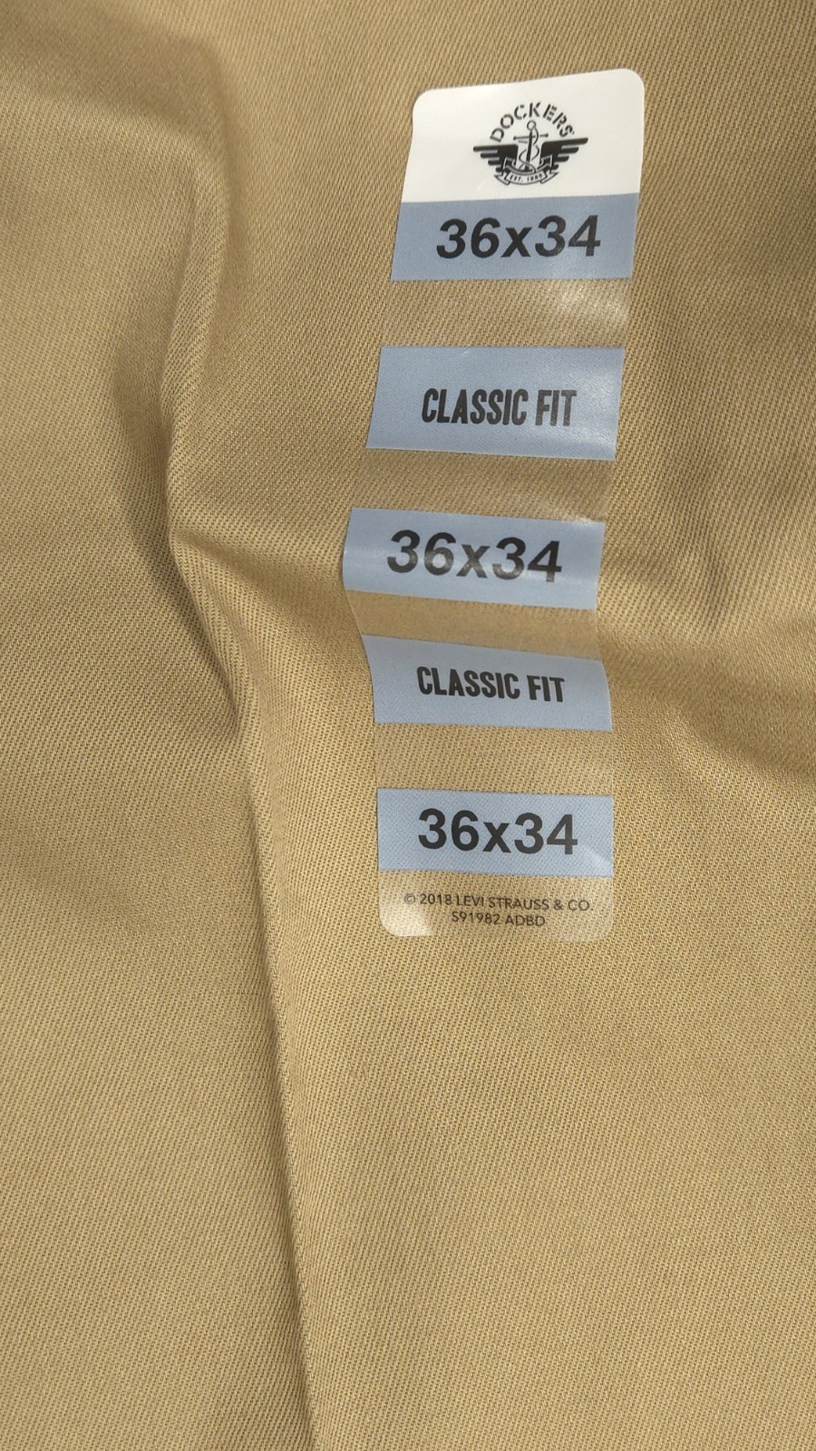 Dockers Pants Mens 36×34 Khaki Signature Iron Free Classic Fit Stretch New