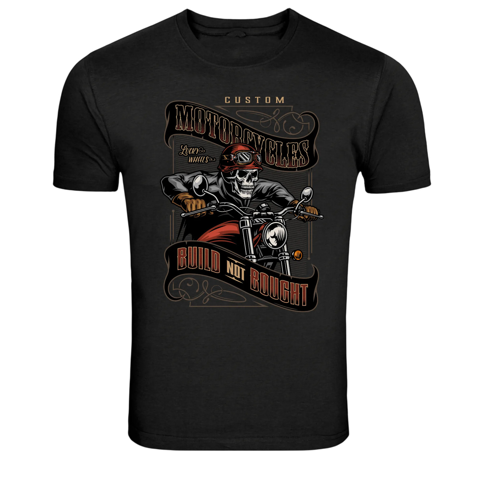 Custom Motorcycles Build Not Bought Skull Biker Graphic Tee