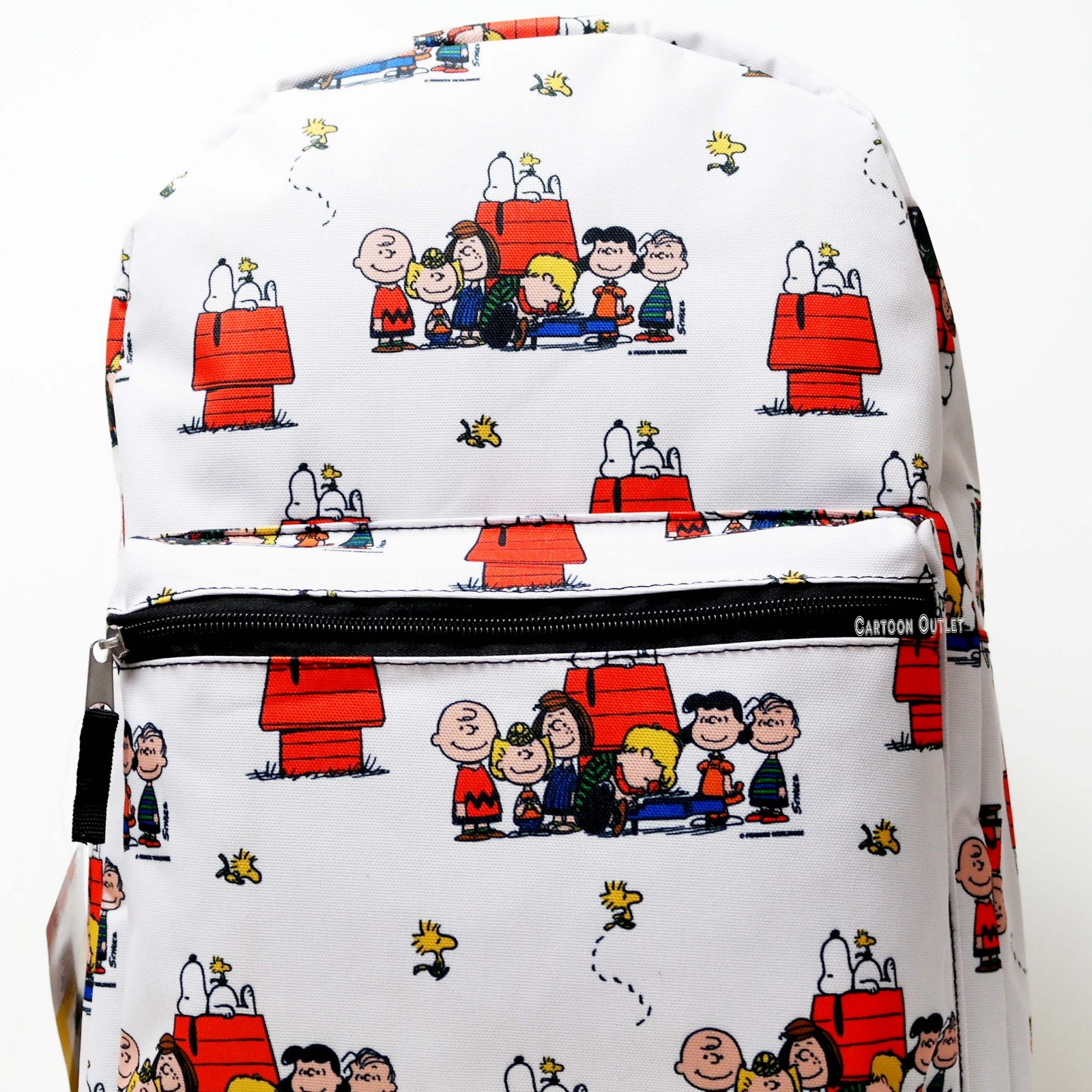 Large Backpack Peanuts Snoopy Charlie Brown White 16″ School Bag Tote New