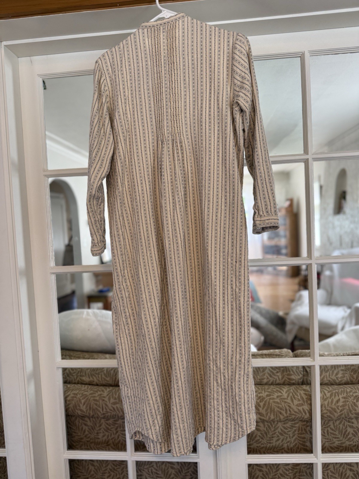 Vintage L.L.Bean Prairie Dress Women’s Small Blue Cream Calico Stripe
