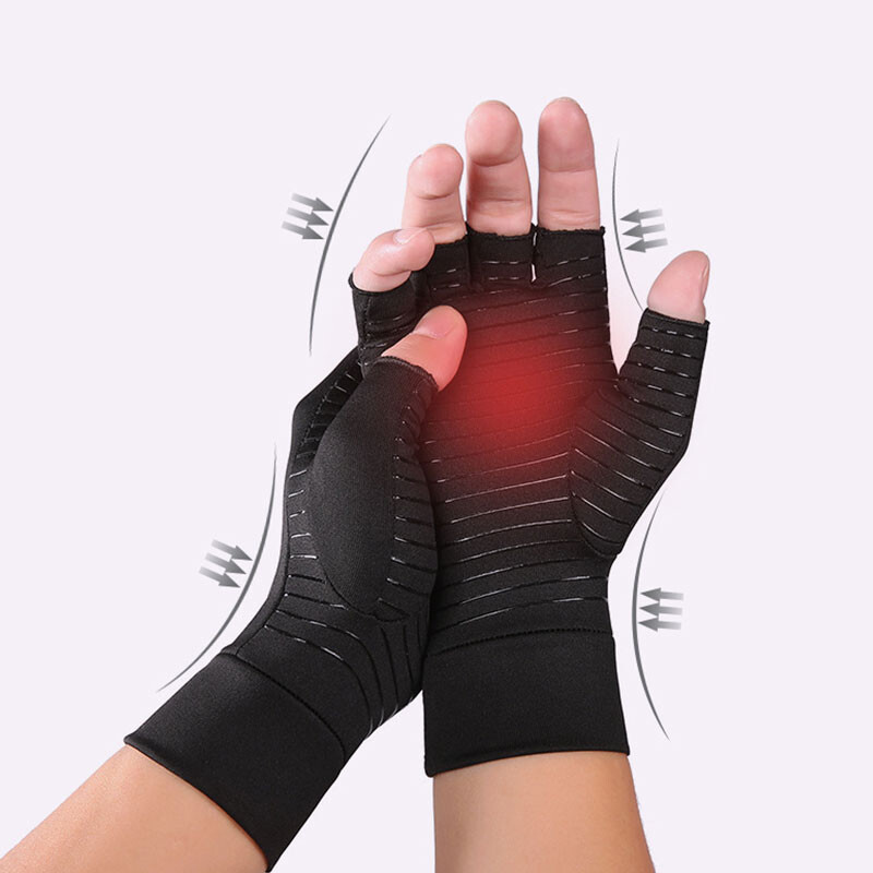 Copper Compression Gloves GYM Arthritis Carpal Tunnel Hand Support Pain Relief *