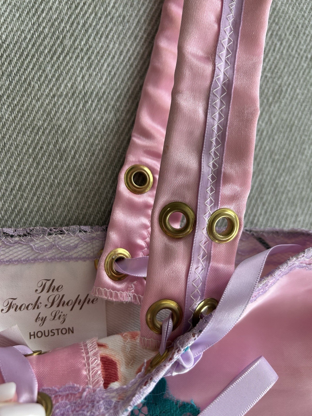 Corset Bodice Pink Green Vintage Fabric The Frock Shoppe Hand Made Gypsy RARE