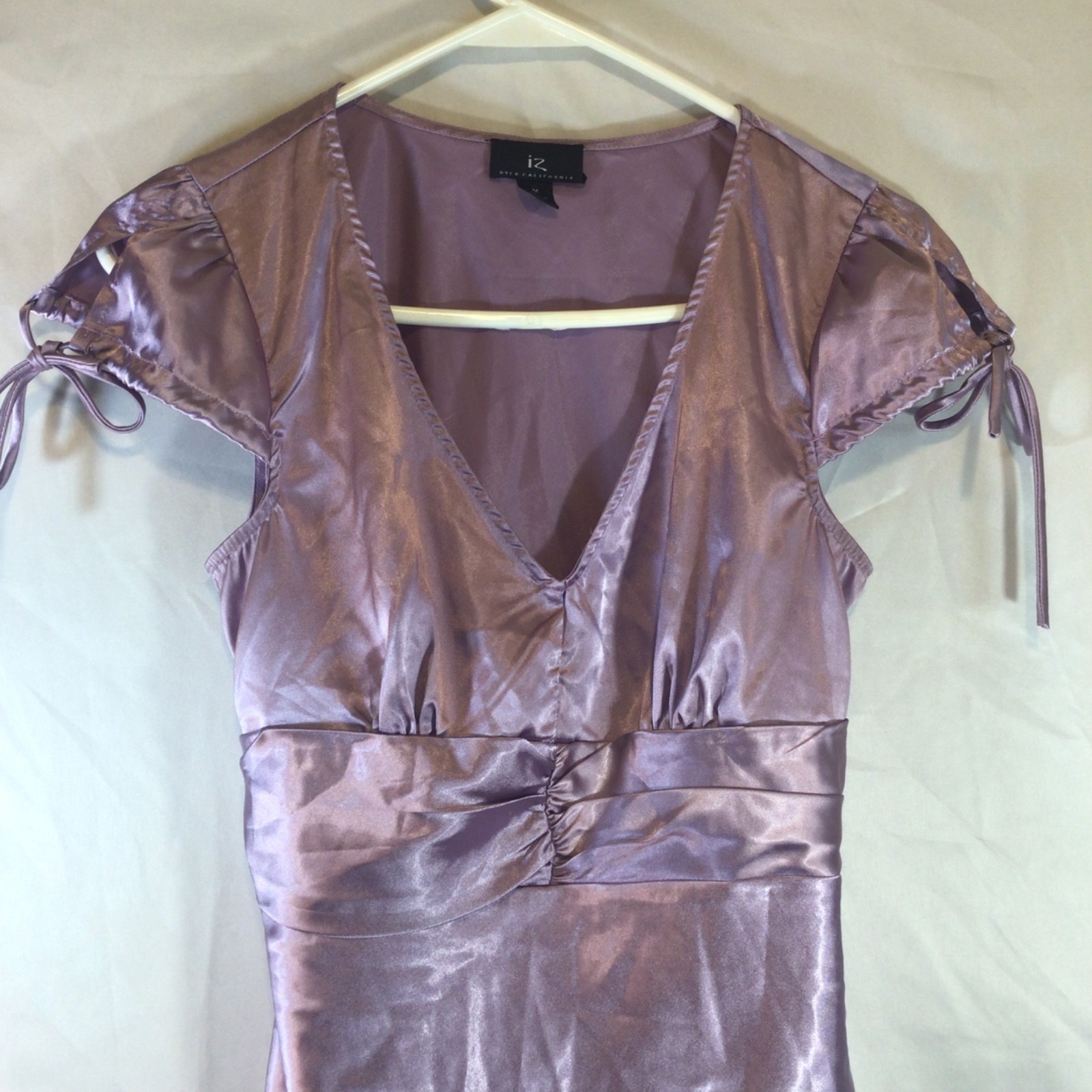 iz buyer satian top purple medium fitted ruched romantic y2k fairycore coquette