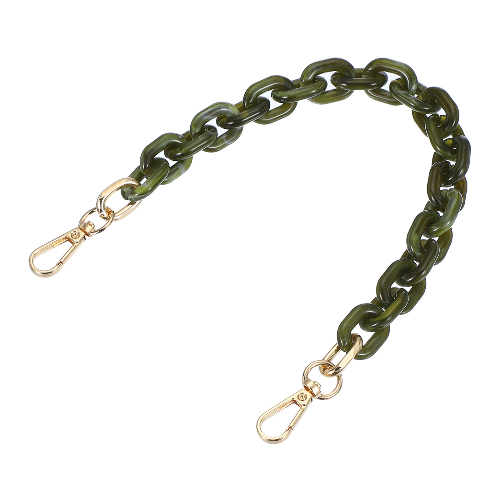 15″ Acrylic Chain Purse Strap Replacement Luxury Handbag Strap Dark Green/White