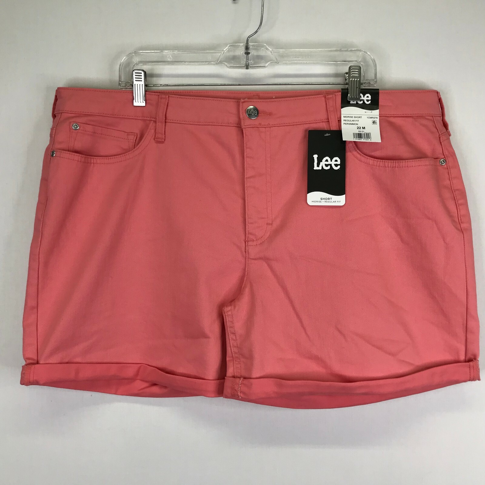Lee Mid Rise Regular Fit Denim Shorts Pink Persimmon Stretch Womens Size 22M