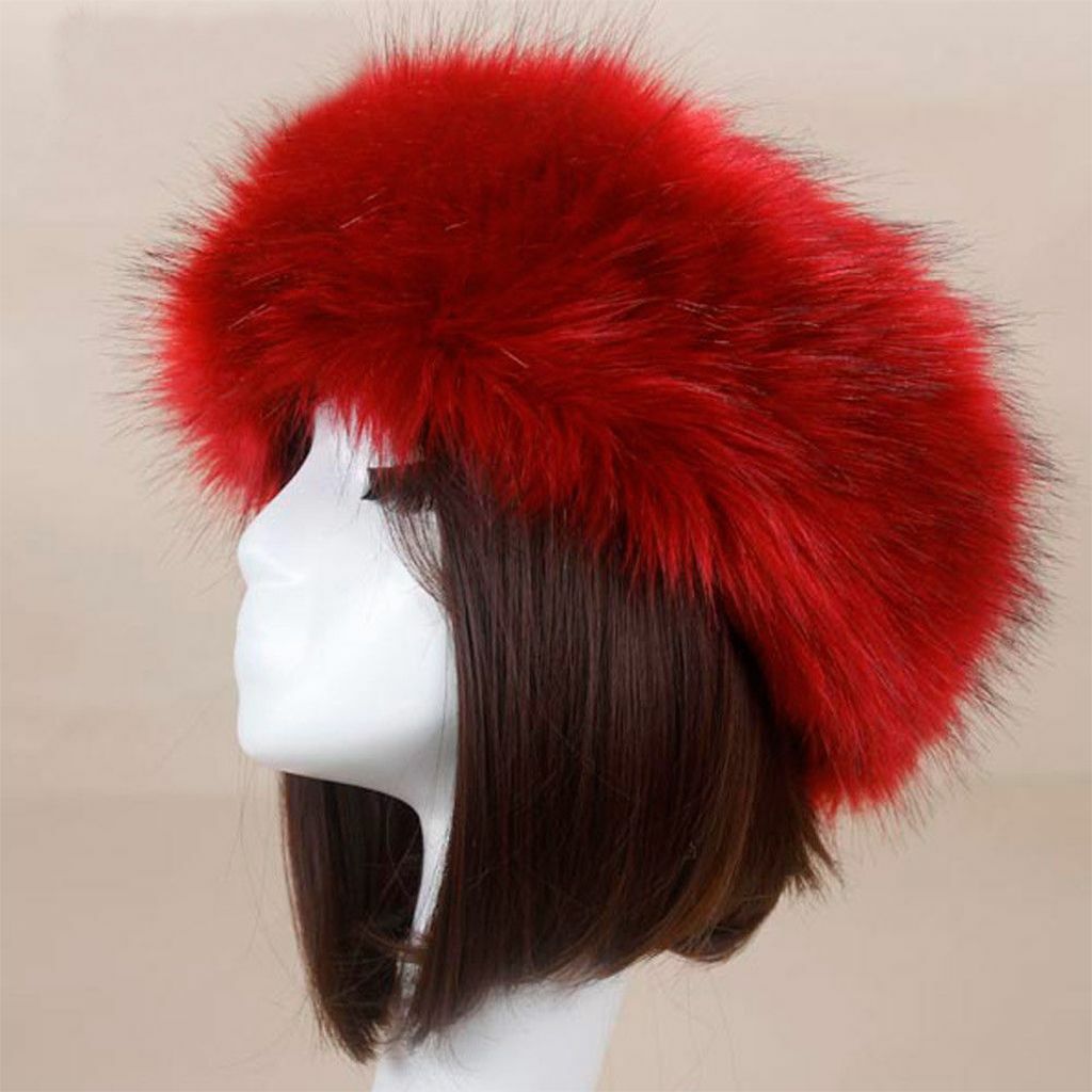 Women’s Winter Russian Fluffy Faux Fur Headband Hat Thick Ear Warm Snow Ski Cap