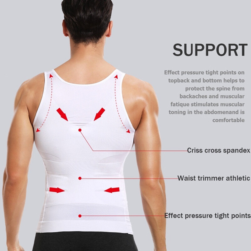 Men 3 Pack Body Shaper Slimming Belly Vest Compression Shirt Tank Tops Shapewear