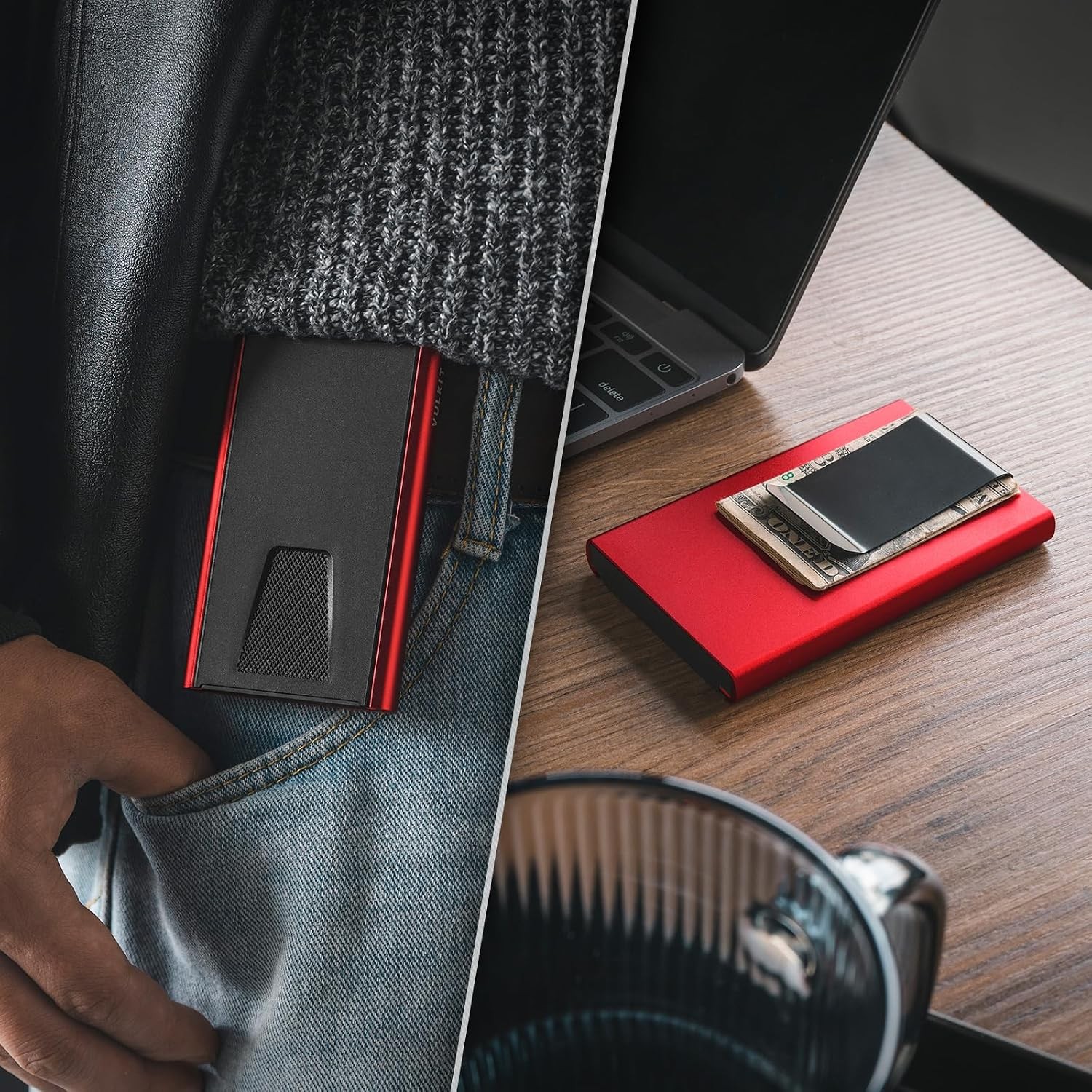 VULKIT Credit Card Holder RFID Blocking with Money Clip, Slim Aluminum POP UP Wa
