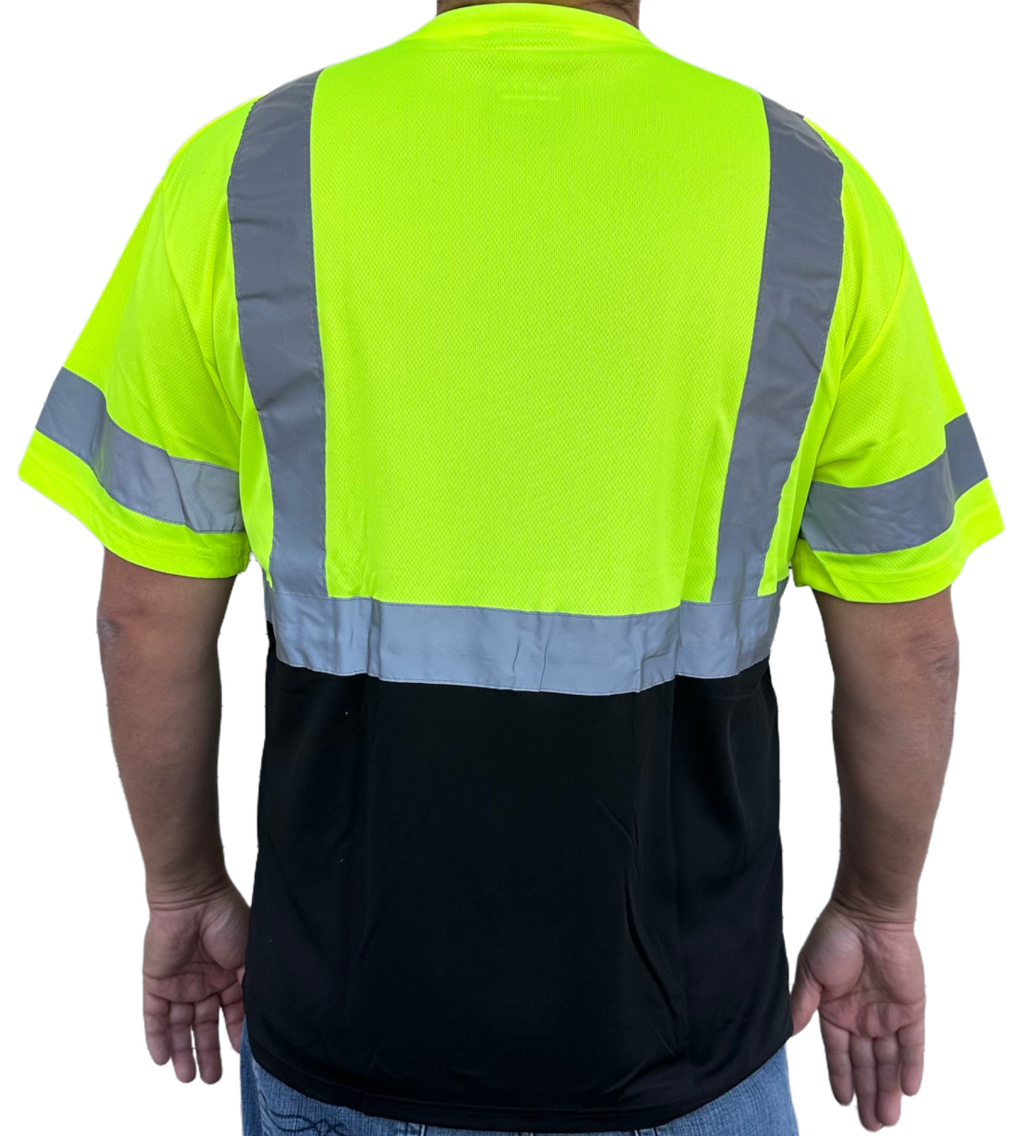 Short Sleeve Yellow/Black High Visibility Safety Shirt Choose size