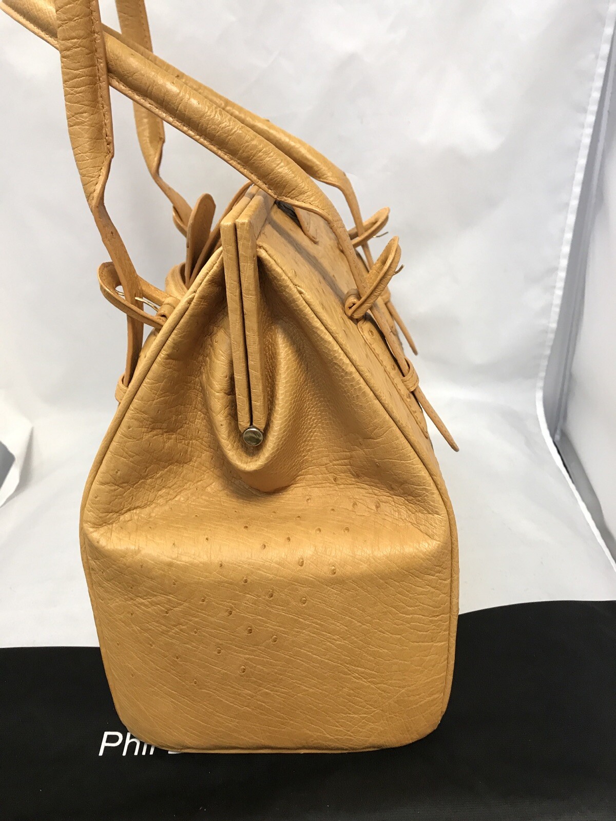 Phil Luan Grath Butterscotch Ostrich Handbag Nwot