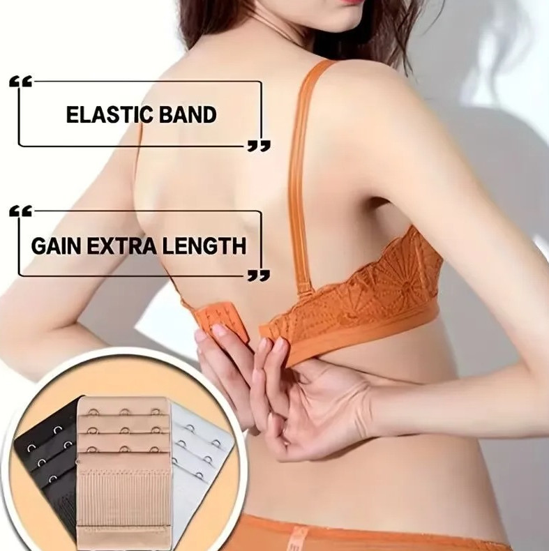 4pcs Adjustable 3 Hook Bra Strap Extender Comfortable Bra Clips – NEW