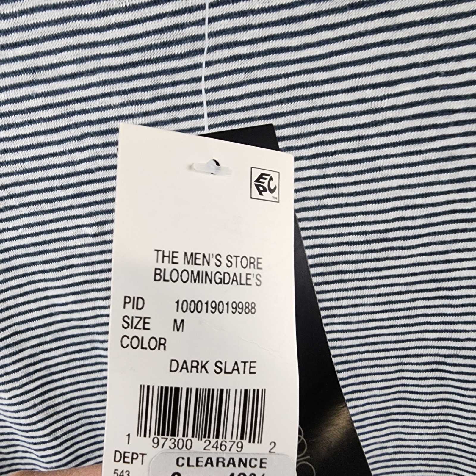 The Men’s Store at Bloomingdale’s Striped Linen Tee Men’s Size Medium Dark Slate