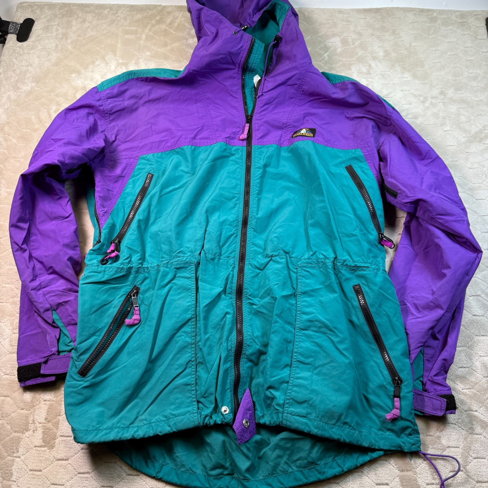 VTG 80s 90s Windbreaker Multicolor Sierra Designs Hooded Nylon Jacket