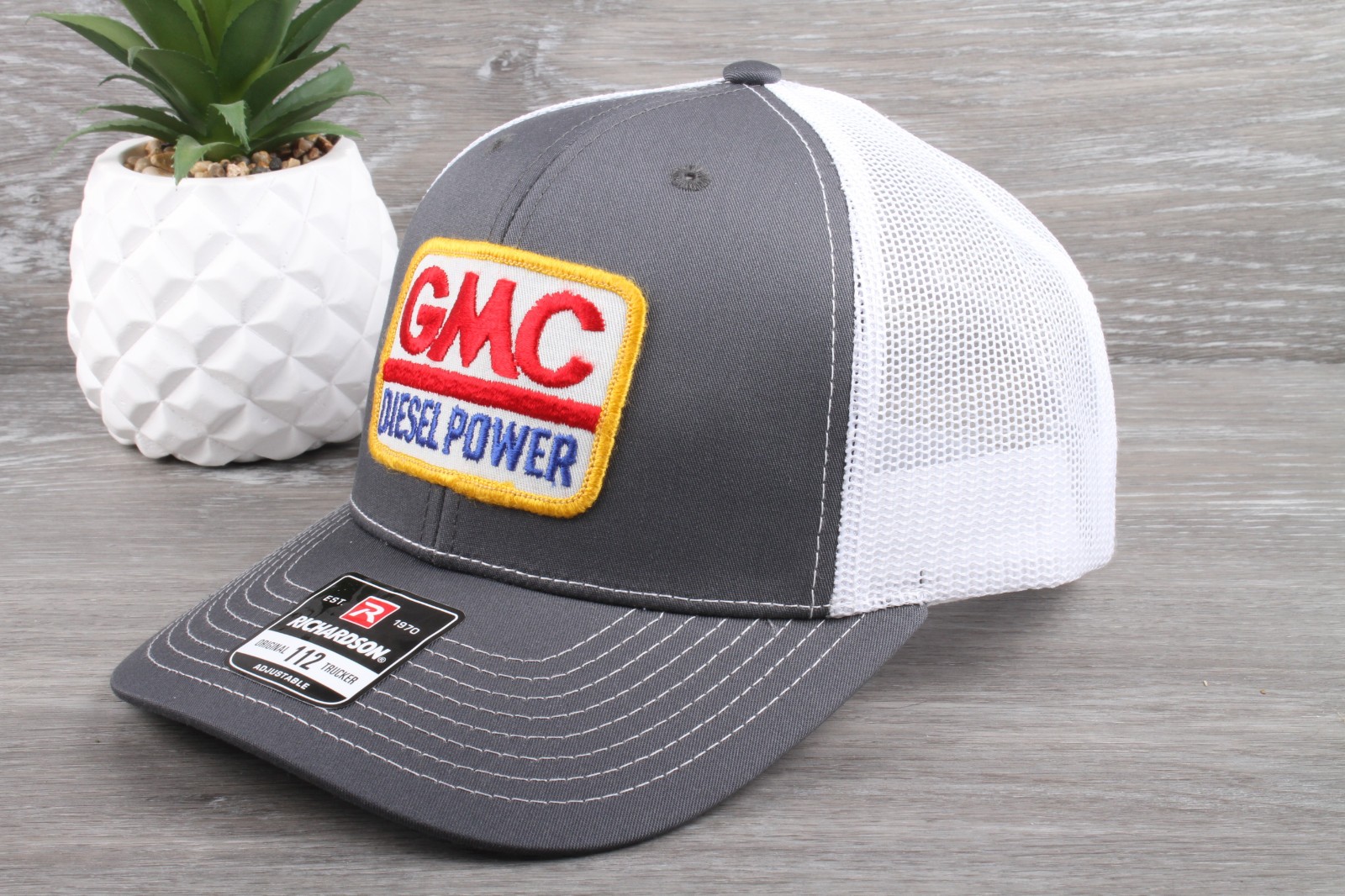 Vintage GMC Diesel Power Patch on a Richardson 112 Trucker Snapback Hat