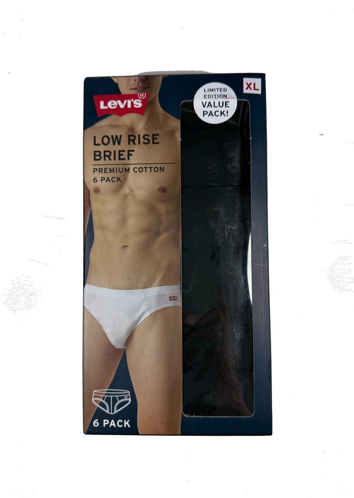 NWT Levis. Sz XL. Men’s 6 Pack, Cotton Low Rise Briefs. Black. MSRP $38.00