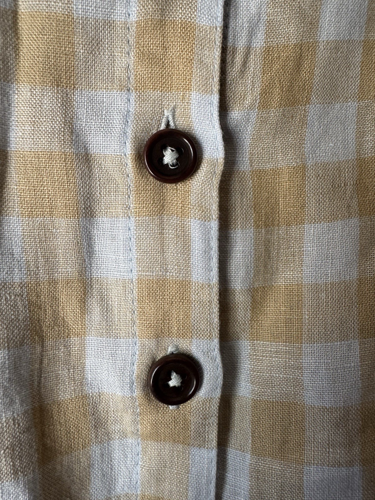 Pyne & Smith Women’s 3X Plus Beige/White Gingham Sleeveless Scoop Button Dress