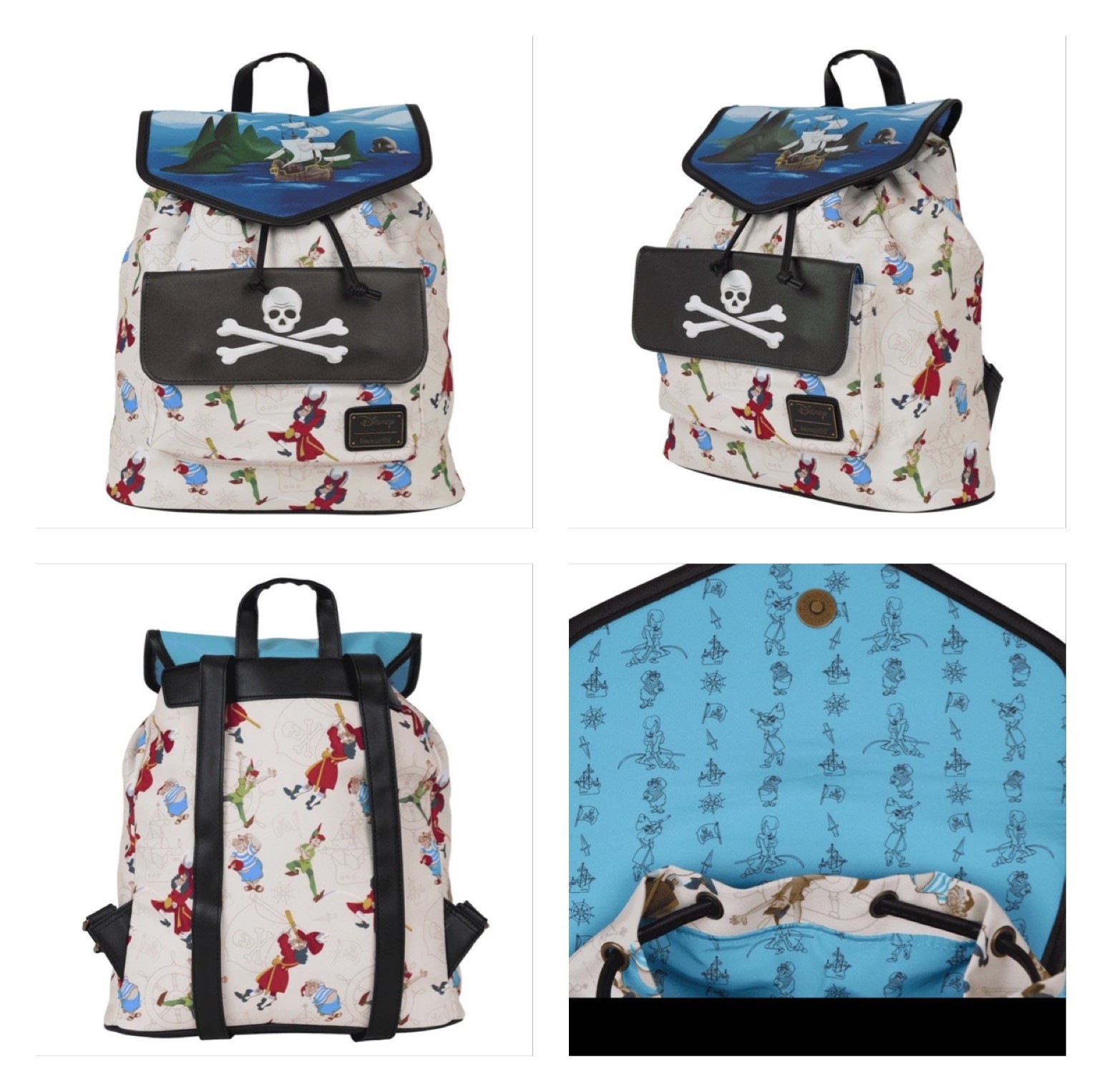 LOUNGEFLY Peter Pan Captain Hook PIRATE SHIP DRAWSTRING Full-Size Bag (NWT)