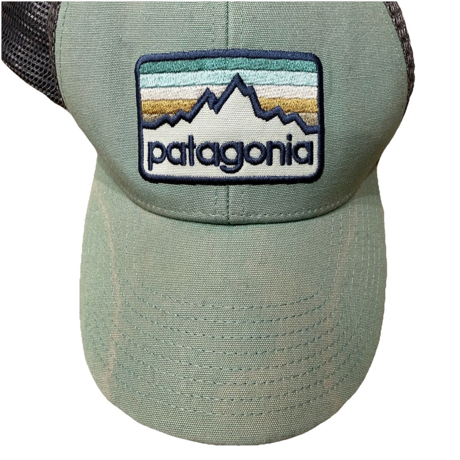 Patagonia Lo Pro Trucker Hat Logo Mesh Cap Green Snapback 100% Organic Cotton