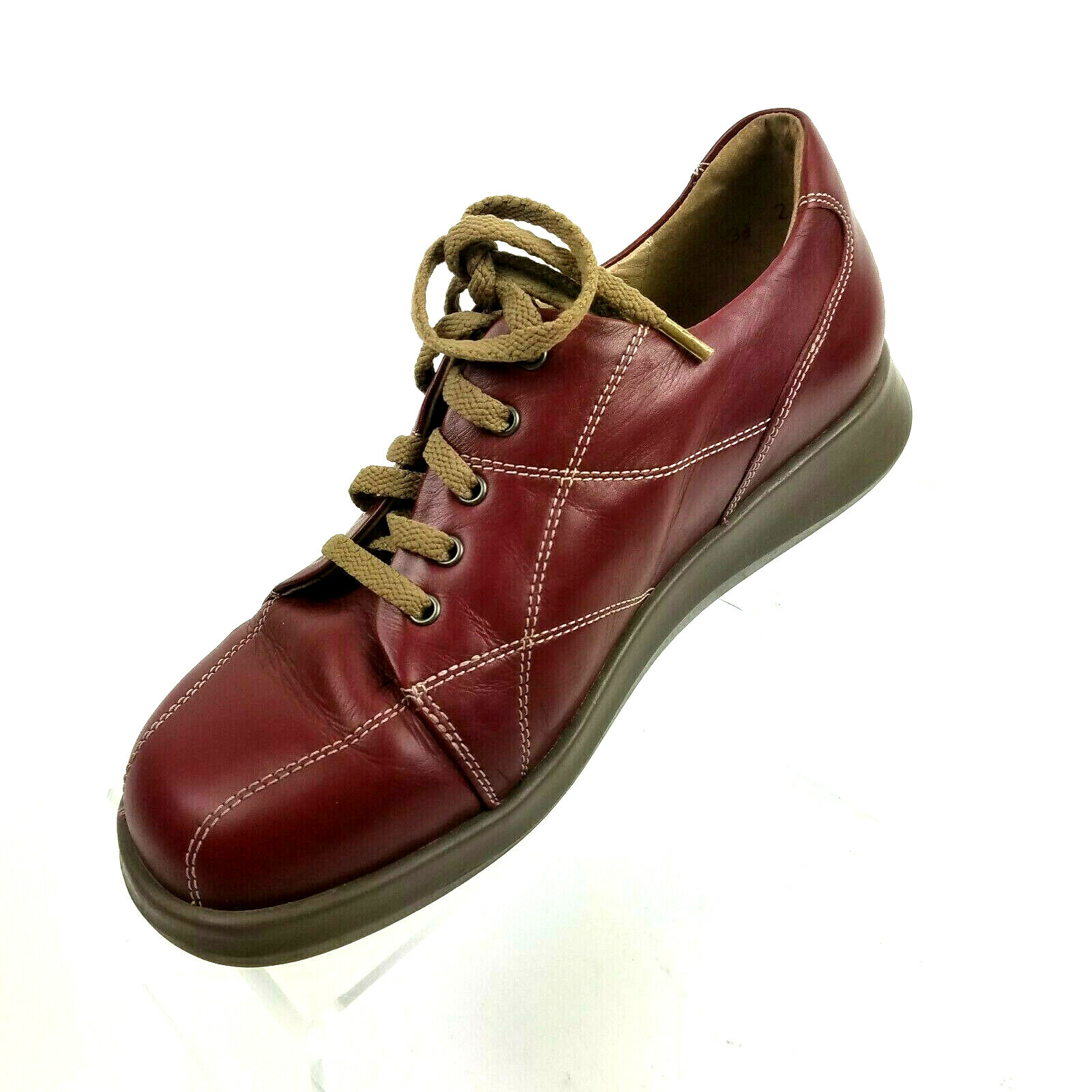 Theresia M Shoes Flats Lace Up Red Leather Womens Size US 5.5