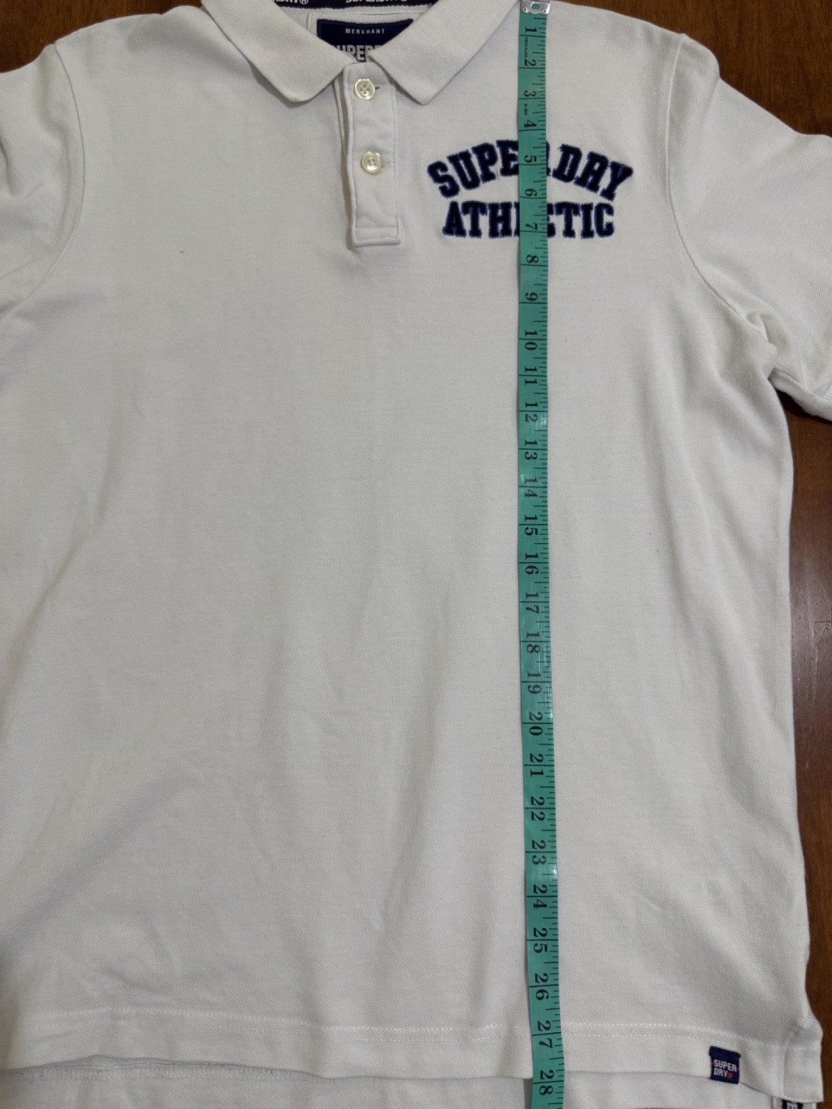 Superdry Premium Athletic Polo Shirt Men XXL Fits L/XL White Distressed Varsity