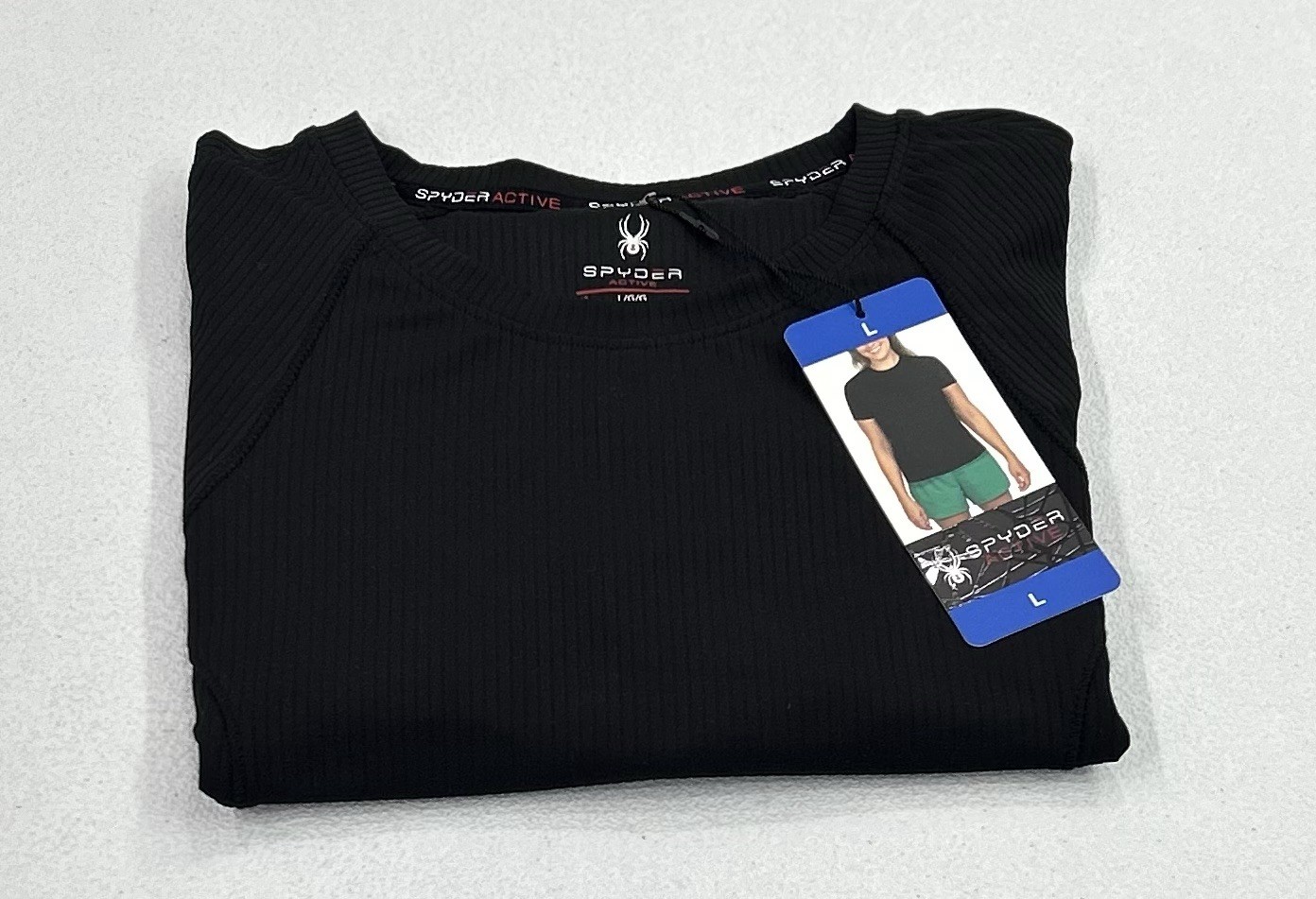 Spyder Women’s Active Ribbed Short Sleeve Tee, Black, Size L
