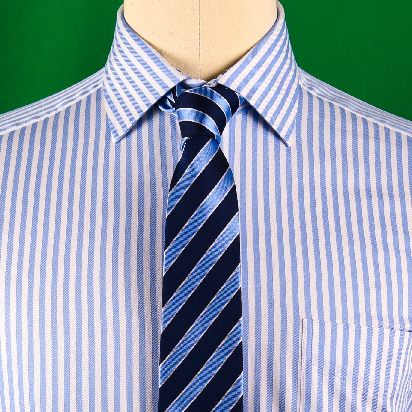 Mens Blue Formal & Business Dress Shirt Herringbone Twill Striped Floral Paisley