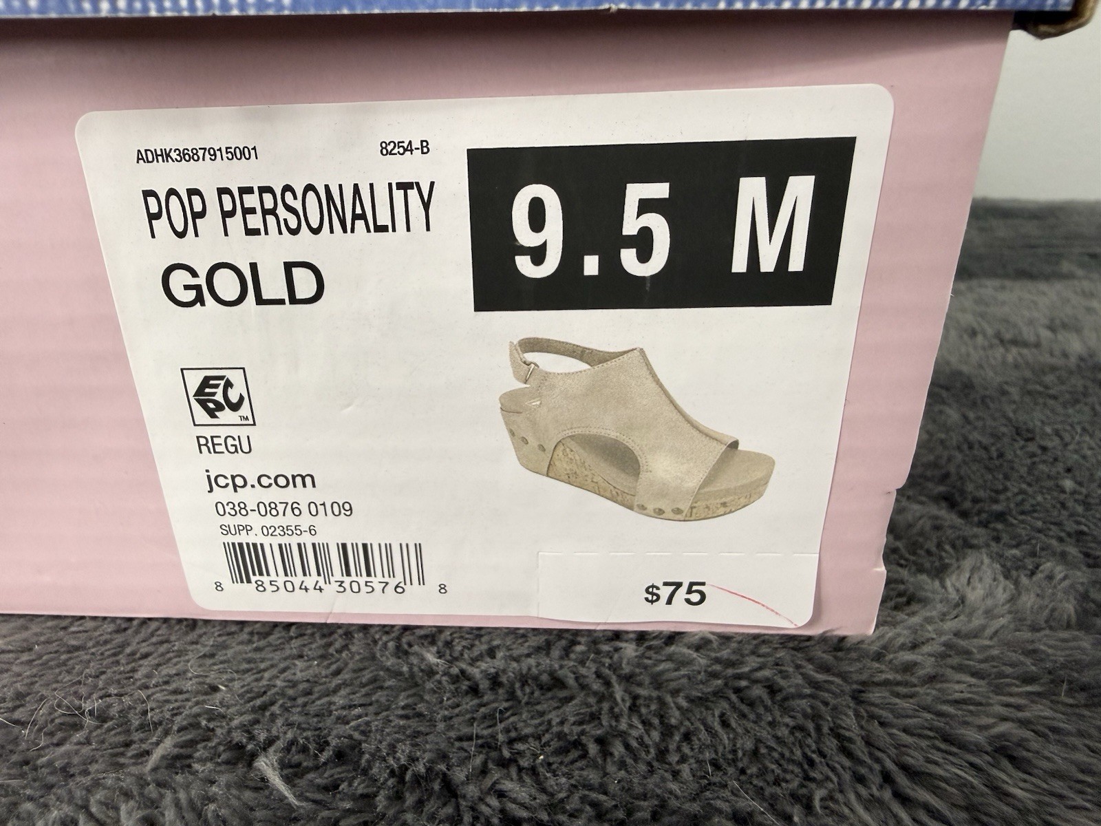 POP 9.5 M Metallic Gold Comfort Fit Wedge Sandals Slingback Shoes Women