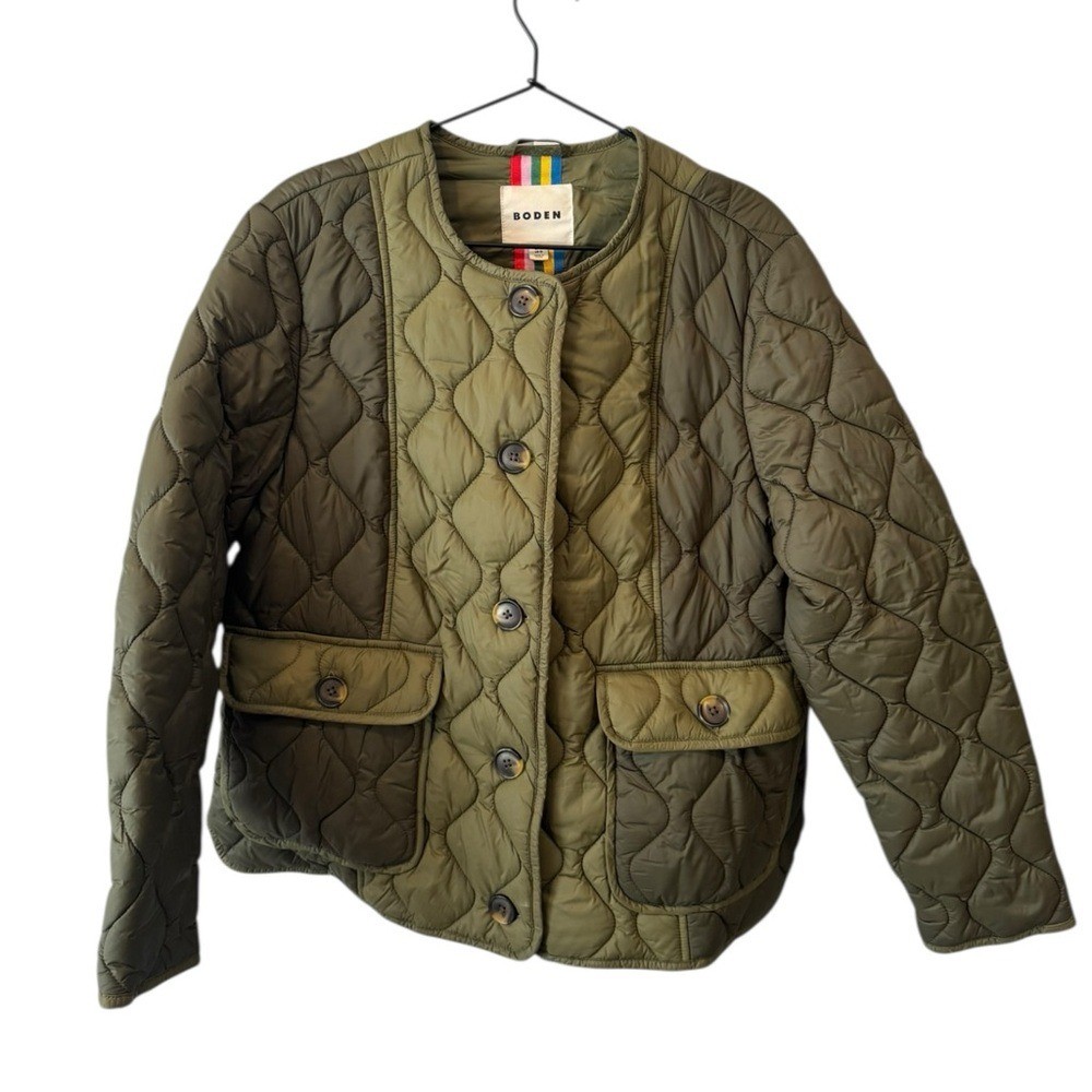 Boden Derby Quilted Liner Jacket Relaxed Fit Olive Green 12