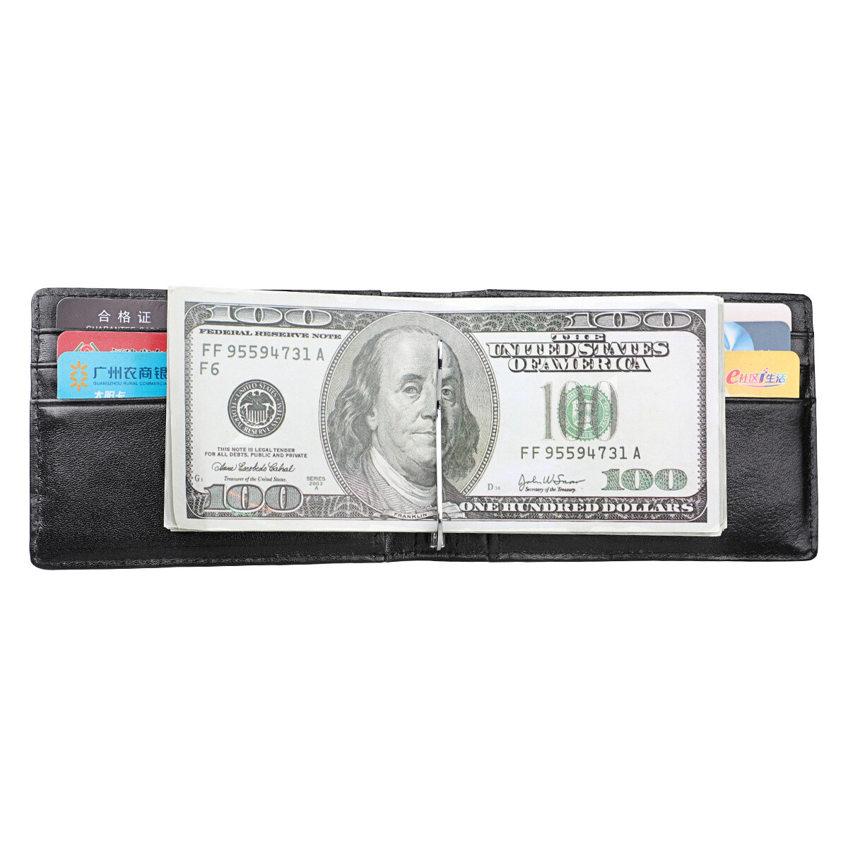 Mens Minimalist Money Clip Slim Bifold RFID Blocking Leather Front Pocket Wallet