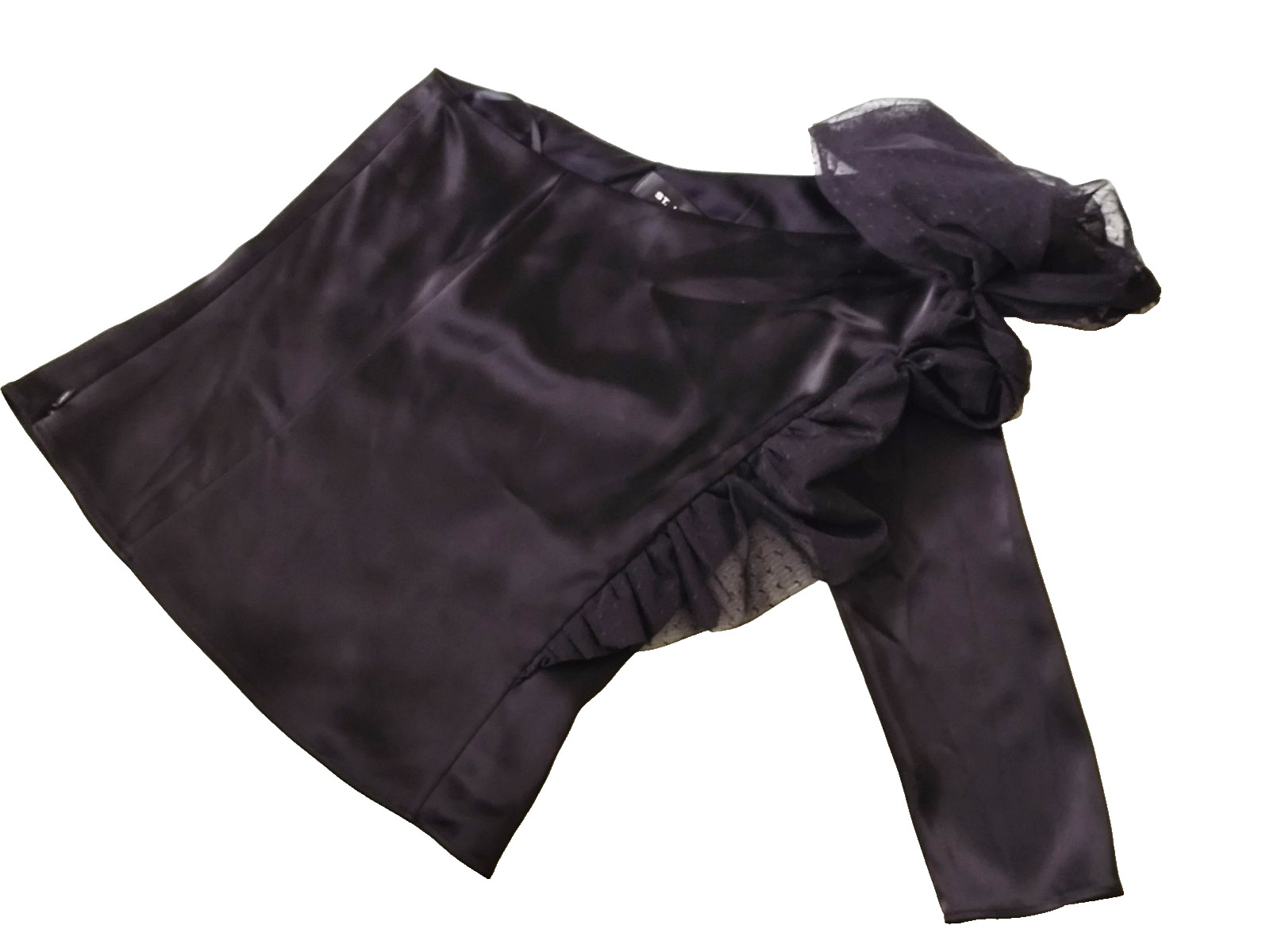 St. John Evening One Shoulder Blouse Black Embellished Tulle Raffle sz.2 Womens