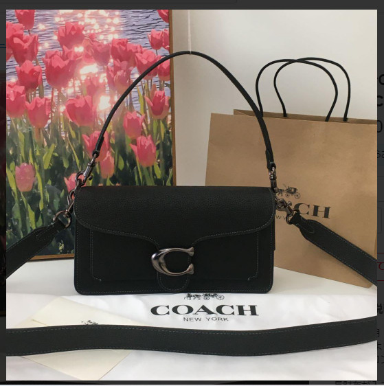 COACH CH857 Tabby Shoulder Bag 26 Polished Pebble Leather Black Outlet New