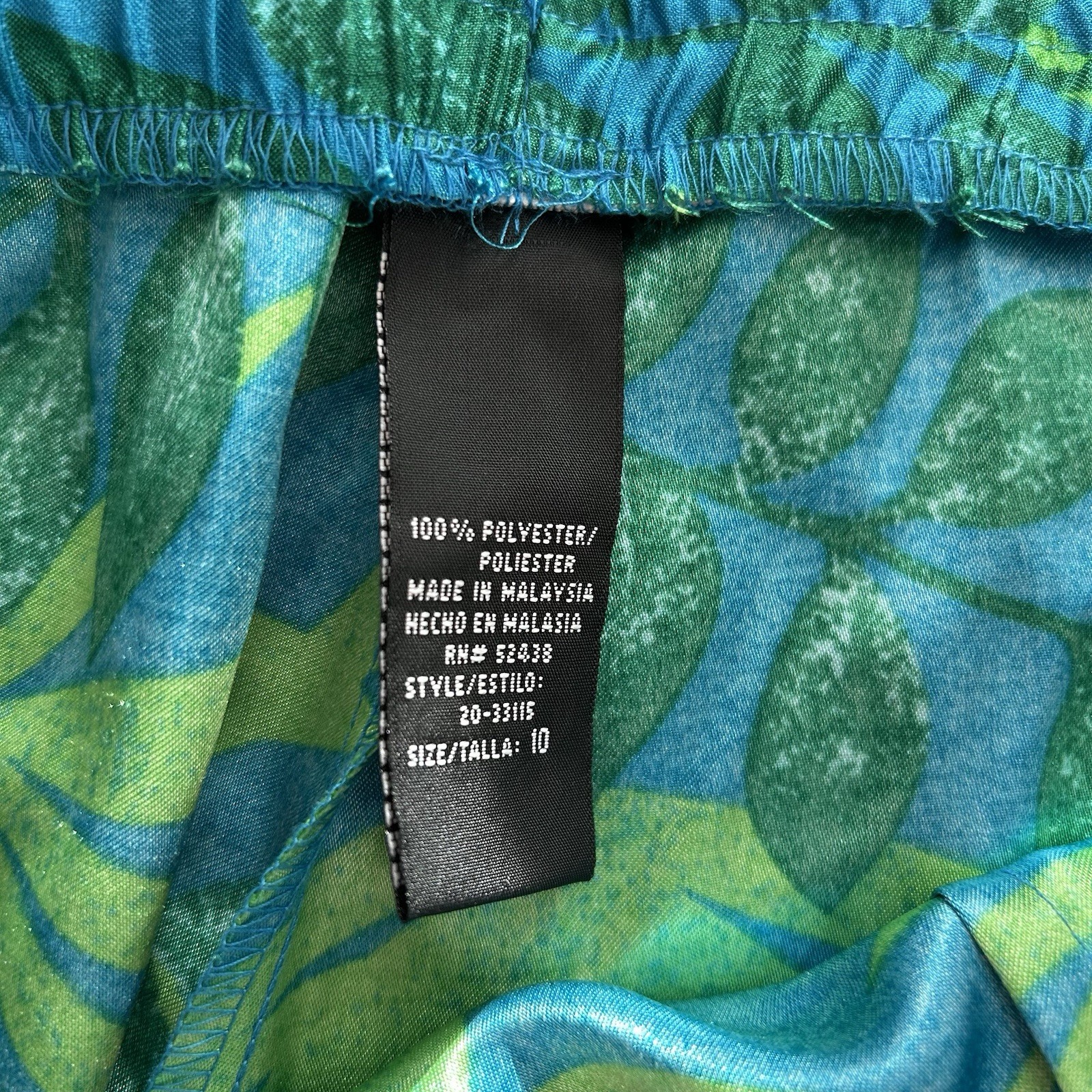 Vintage 80s 90s Tropical Palm Leaf Plant Cropped Pants Size 10 Bold Green Blue