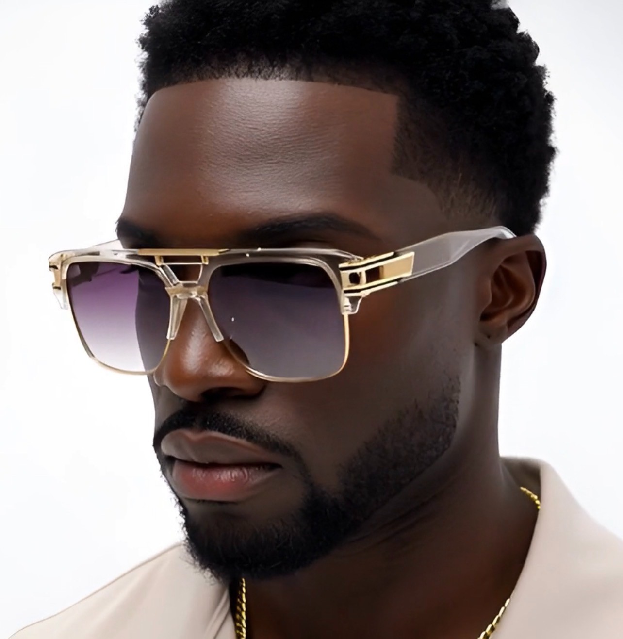 Designer Men Sunglasses Fashion Square Gold Hip Hop Model new Style 2023 Shades