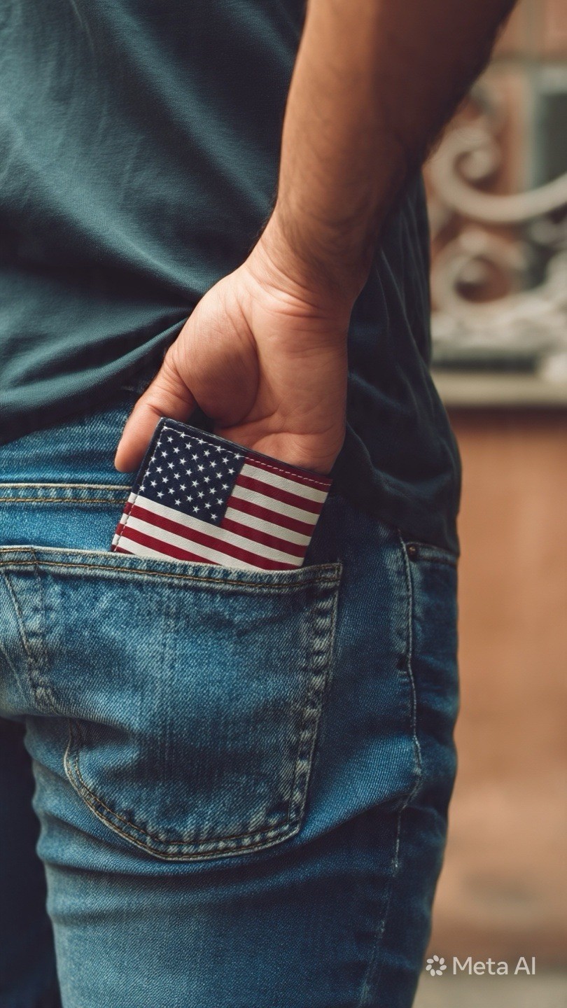 American Flag Vinyl Wallet Bi-Fold Patriotic USA Stars Stripes Slim