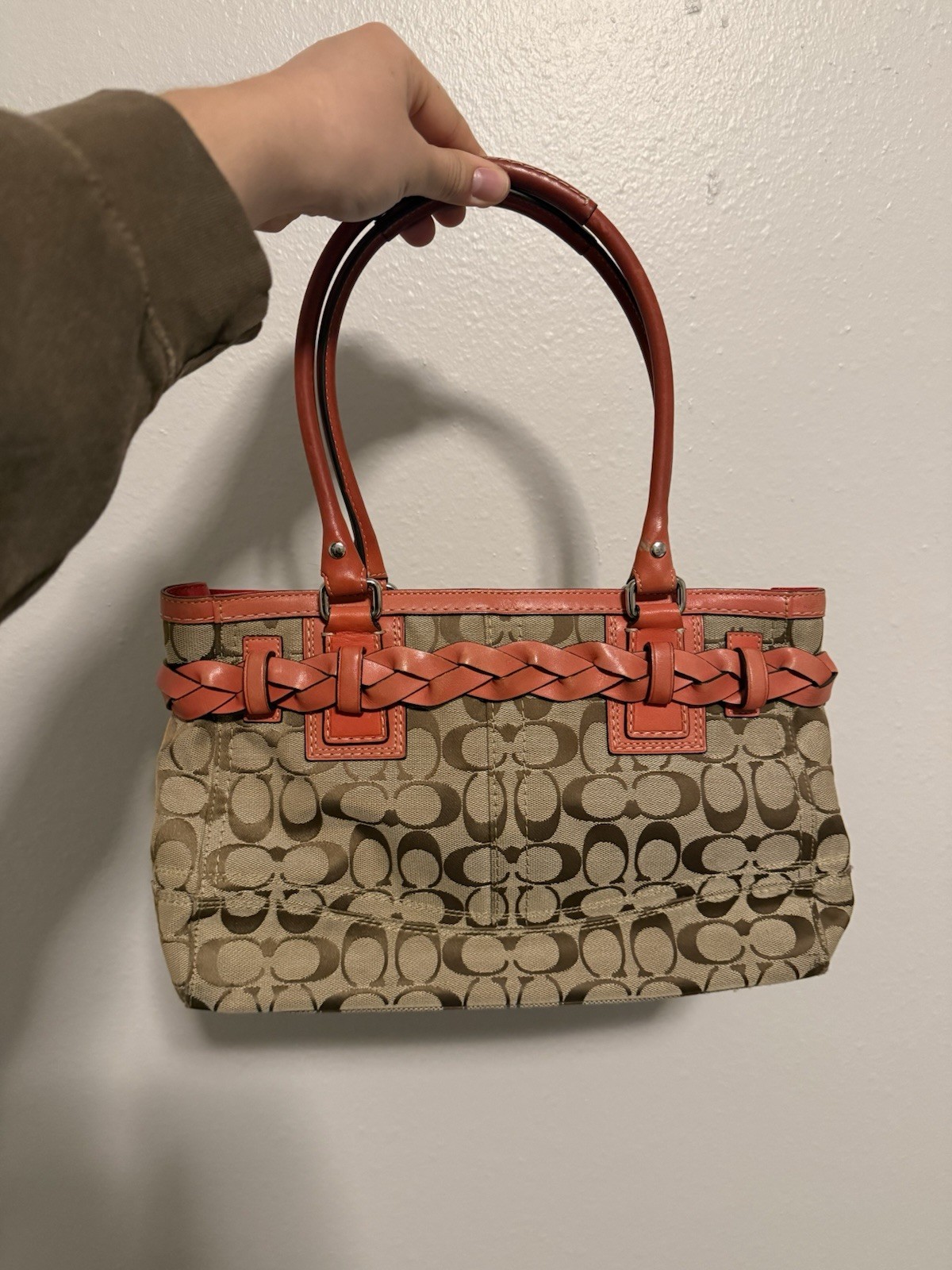 Y2K Coach Hampton Signature Shoulder Satchel Top Handle Bag f15665
